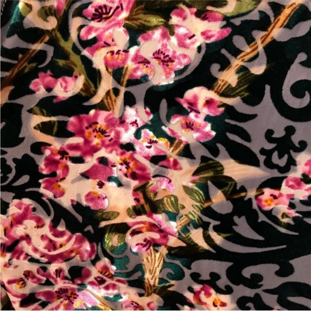 Always Indigo Green Black Floral Velvet Sweater - Picture 9 of 16